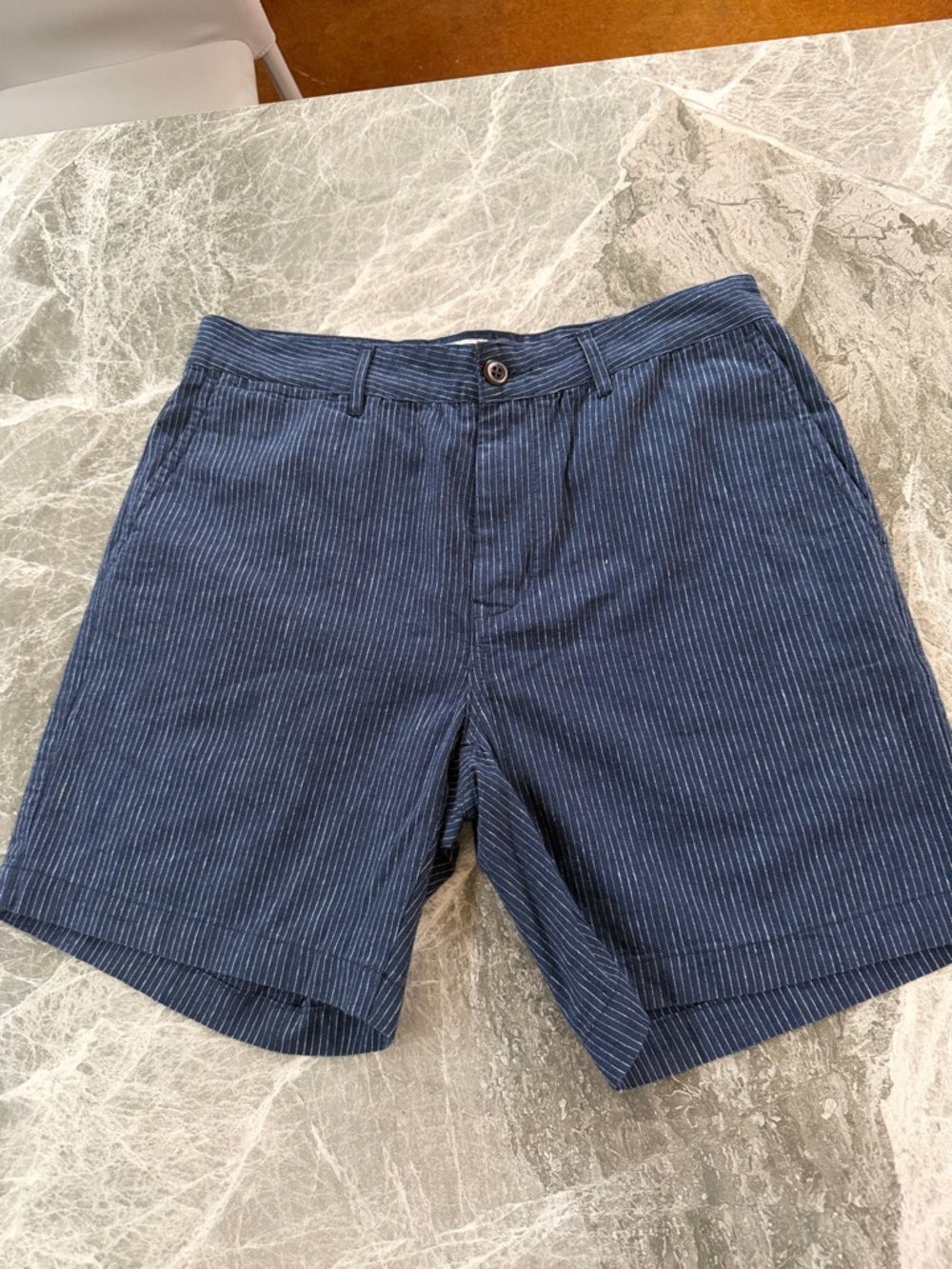 Navy Pinstripe Cotton Shorts - NWOT